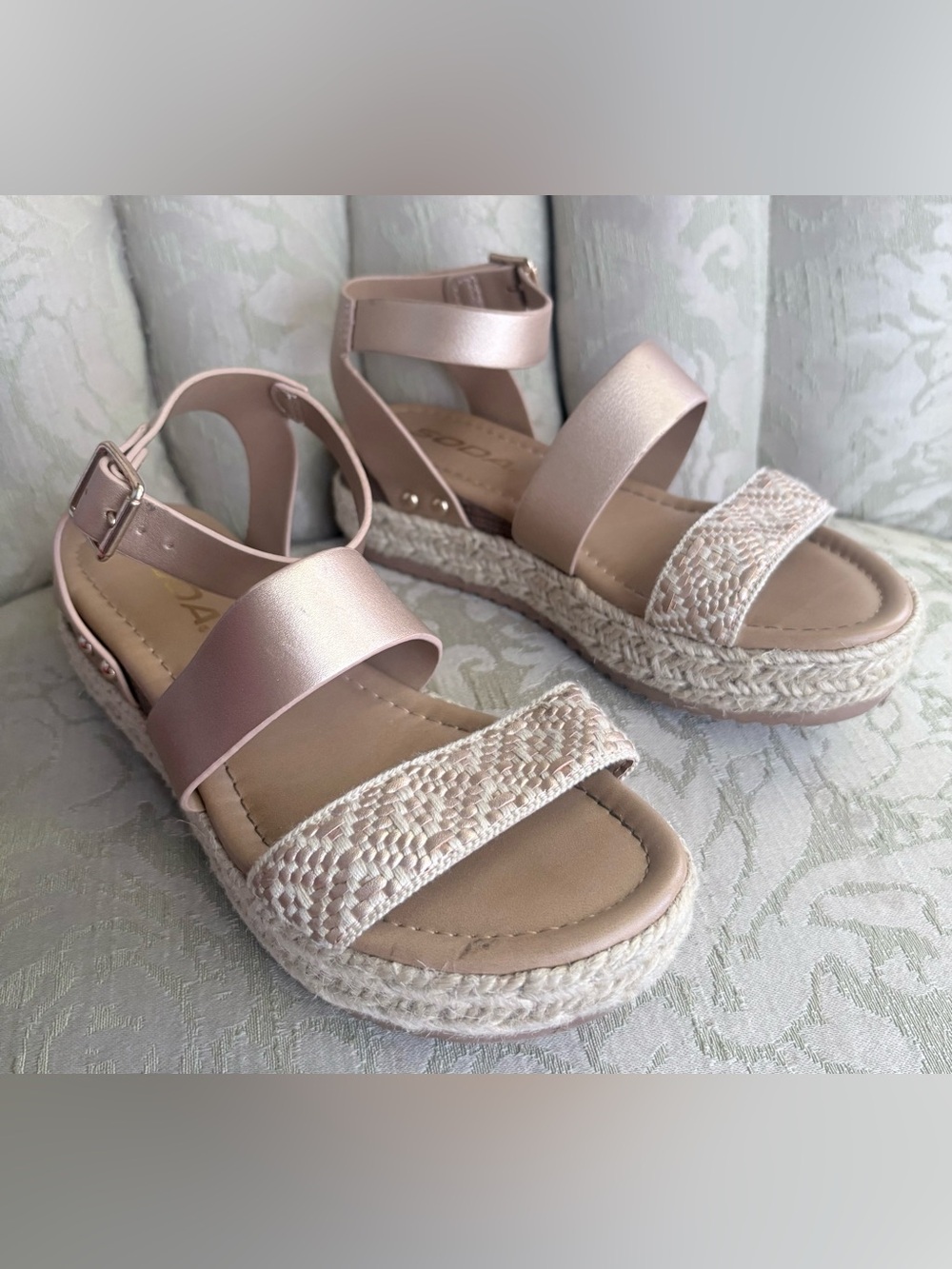 Soda Girls Rose Gold Braided Espadrille Sandals